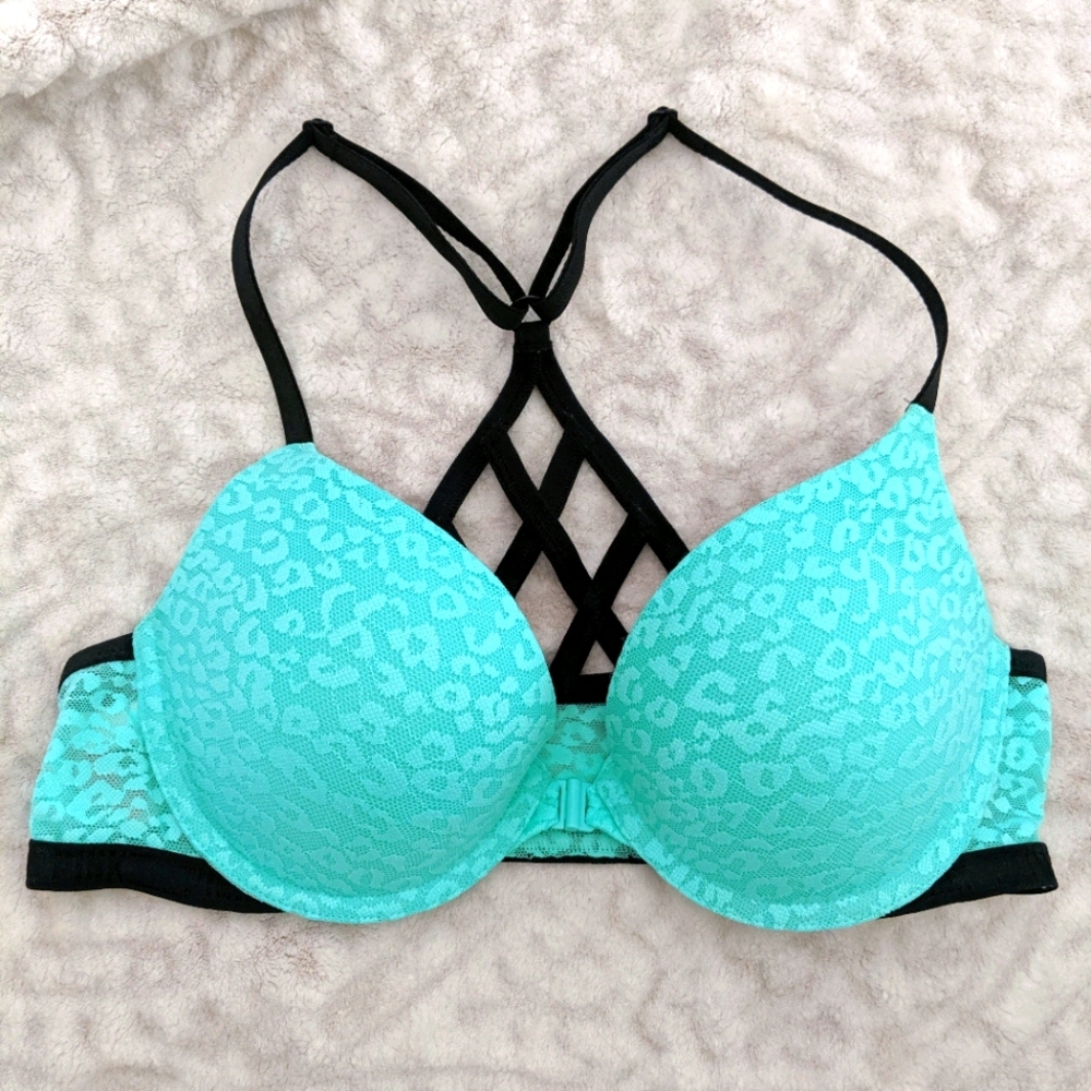 Victoria Secret teal leopard print bra